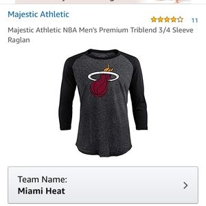 Miami Heat 3/4 Length Shirt with Tags